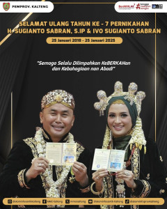 Selamat Ulang Tahun Ke - 7 Pernikahan H. Sugianto Sabran, S.IP & Ivo Sugianto Sabran 25 Januari 2018 – 25 Januari 2025  “Semoga Selalu Dilimpahkan KeBERKAHan dan Kebahagiaan nan Abadi”